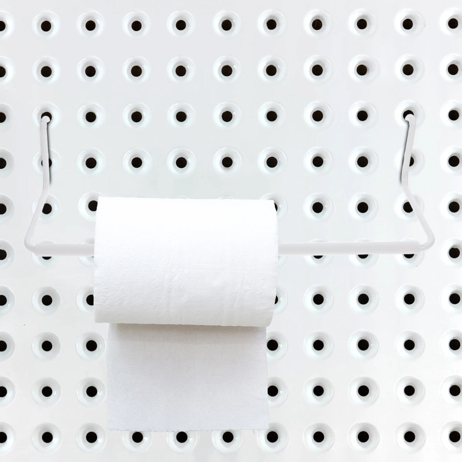 

Roll Holder Pegboard Paper Towel Stainless Steel Extendable Kitchen Bathroom Organizer Rack Universal Hook Storage