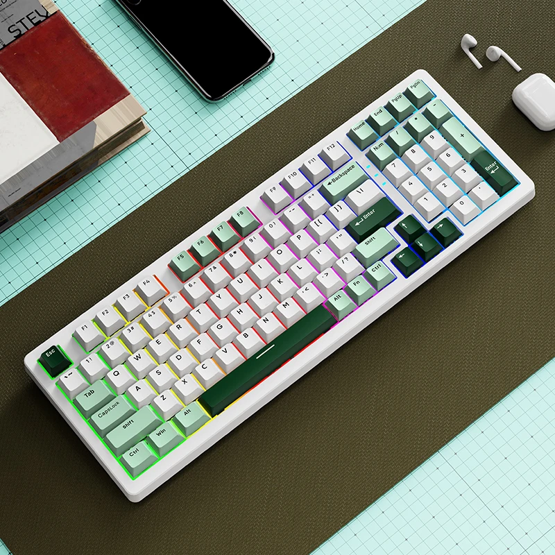 

SOREX SK98W Трехрежимная беспроводная механическая клавиатура с возможностью горячей замены Индивидуальная проводная игровая RGB-клавиатура Teclado Mecanico