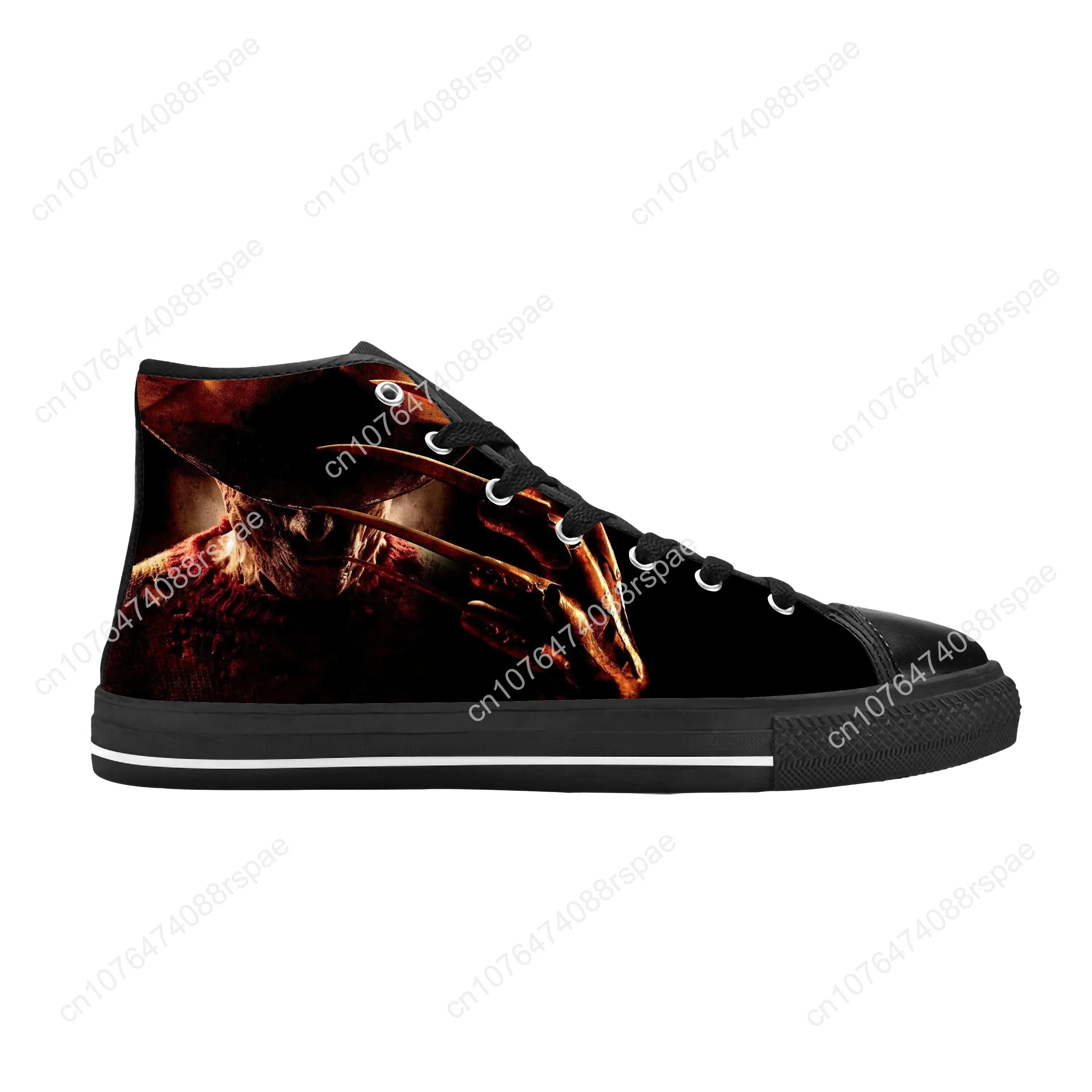 Kruegers Street Horror Elm Scary Nightmare Freddy zapatos de tela informales, Zapatillas altas cómodas y transpirables con estampado 3D para hombres y mujeres