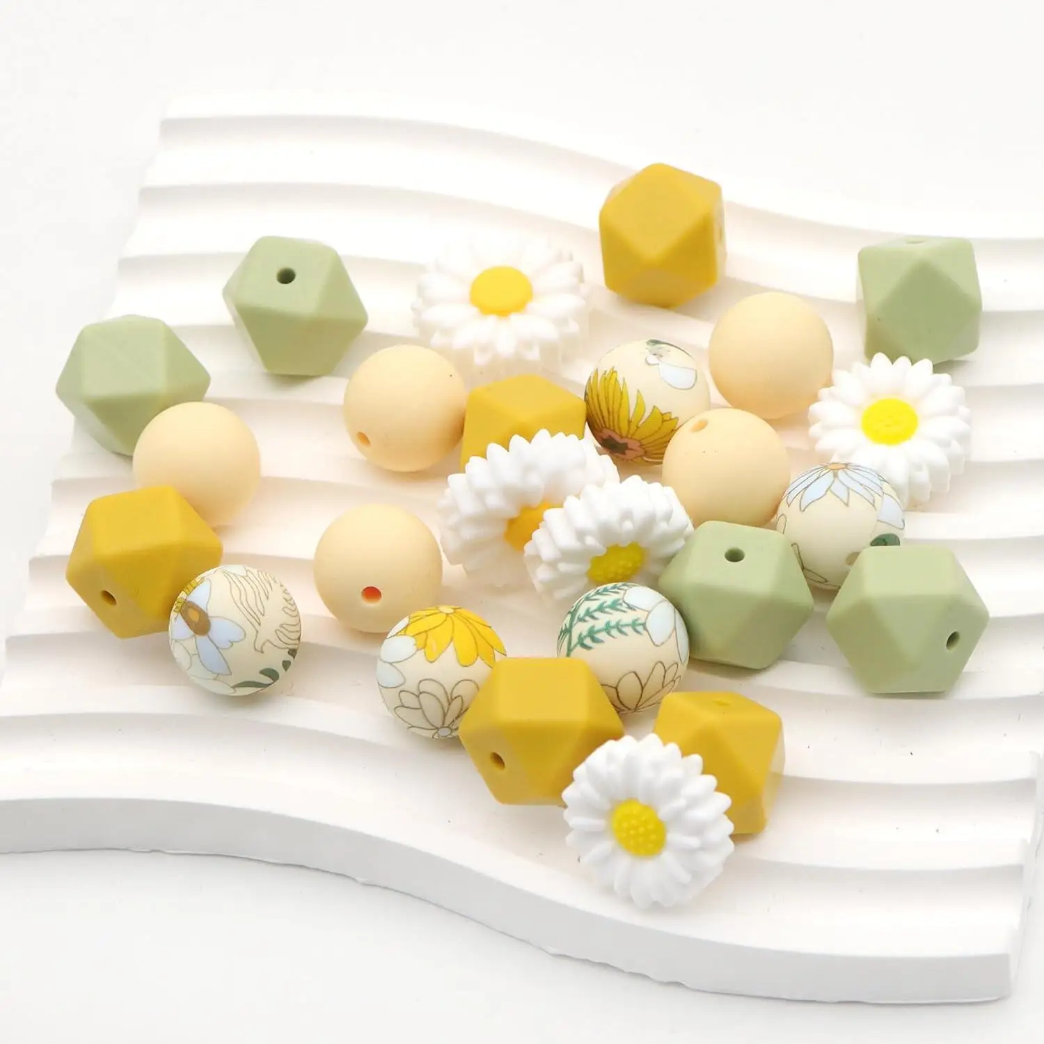 25pcs/set DIY accessories Silicone Beads 15mm Silicone Beads Bulk Round Hexagon 14mm Silicone Beads for Keychain