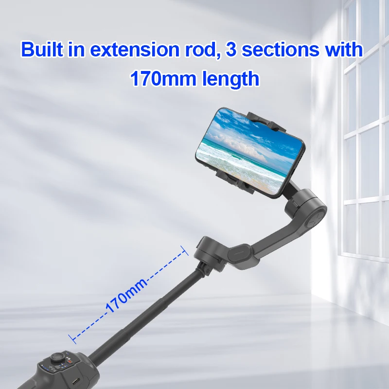 L9 المدمج في تمديد قضيب مثبت أفقي للهواتف الذكية Gimbal Object تتبع مدونات الفيديو استقرار المحمولة وقابلة للطي