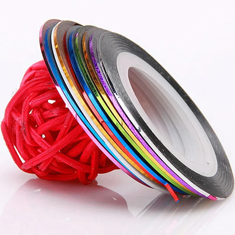 10 Rollen Nail Art Strip ing Tapes, Nail Liner Aufkleber, Nagel abziehbilder, 1mm selbst klebende Aufkleber für das Styling von Nagels pitzen