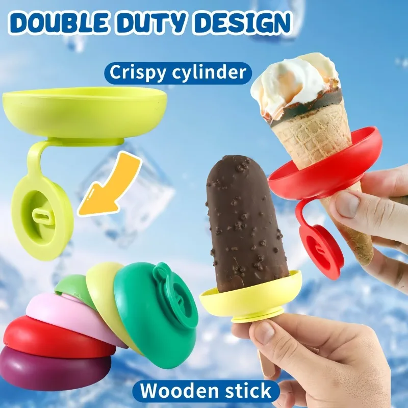 Mess‑Free Ice Lolly Drip Holder Set Portable Compact Structure Reusable Drip‑Collecting Tray for Summer Holiday Travel Ice‑cream Lovers