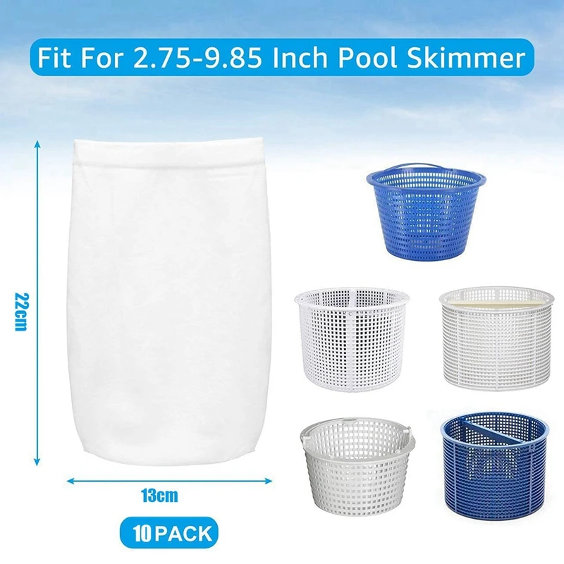 Piscina Skimmer Meias, sacos de filtro, a meia perfeita, Net, Saver para proteger o seu chão ou acima da piscina do solo, 50-Pack