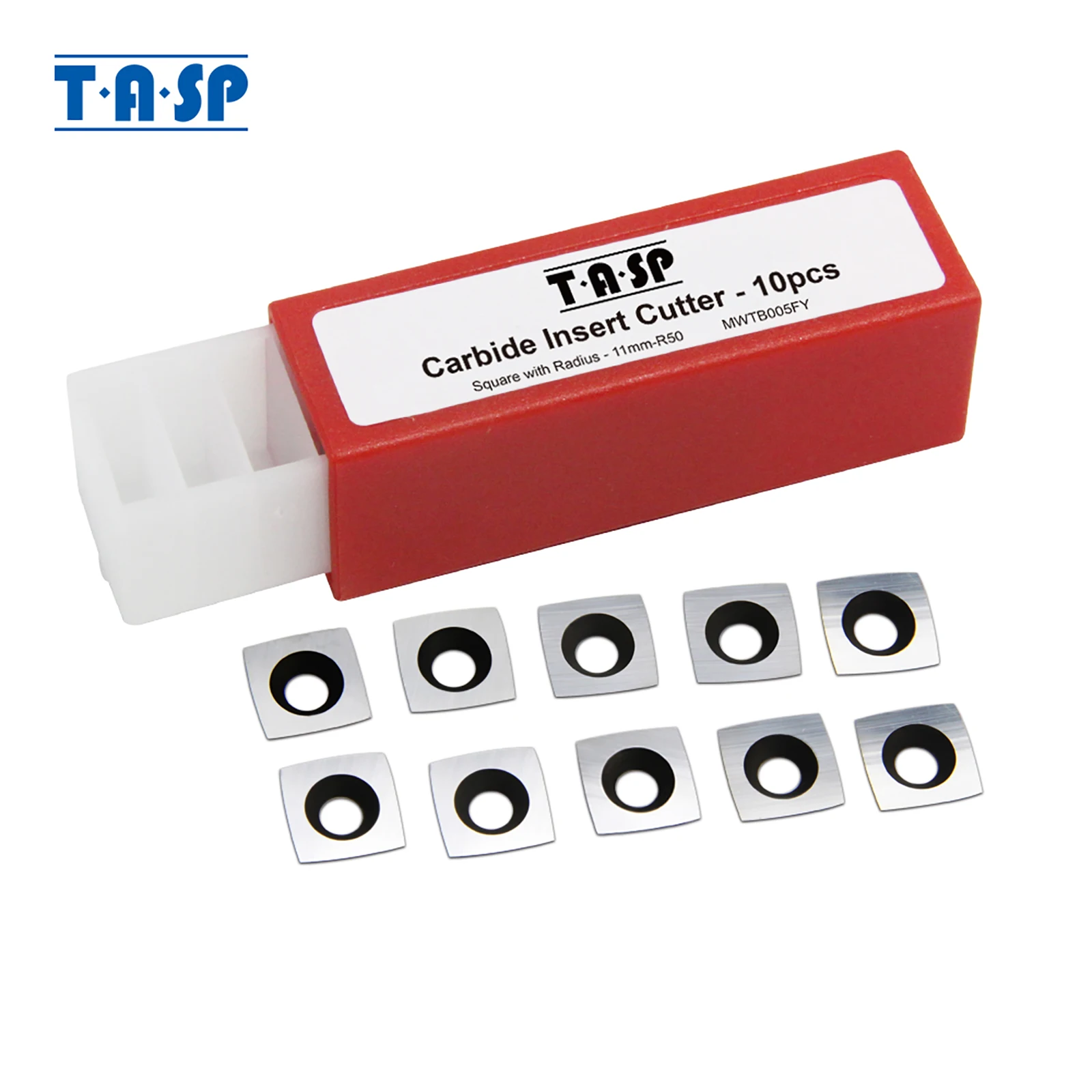 TASP 11mm Square with Radius Woodturning Carbide Cutter Insert Milling Knives Carpentry Tools for Lathe Wood Turning Tool 10pcs