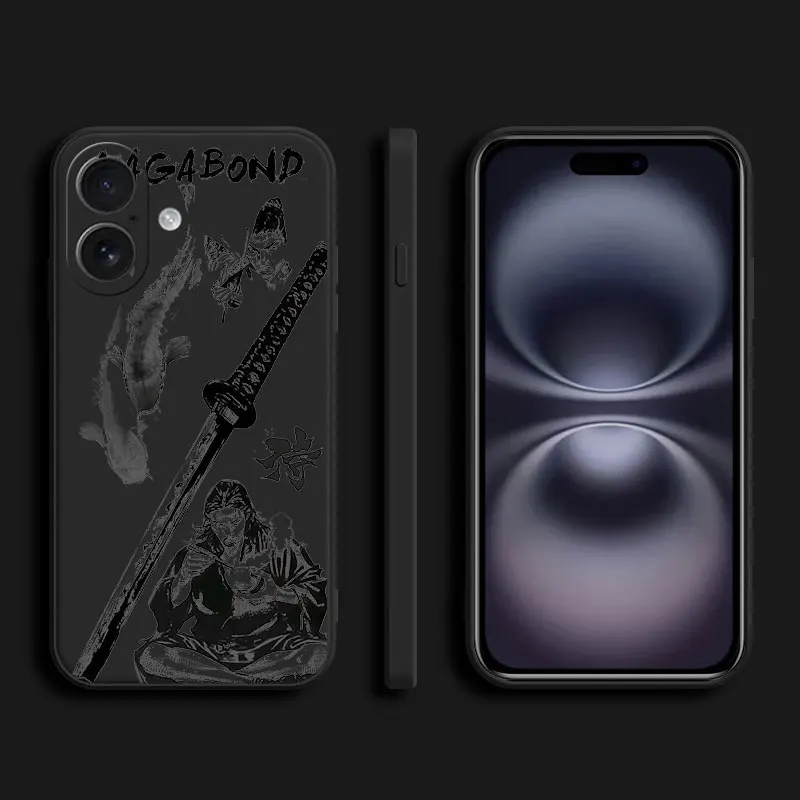 Vagabond Miyamoto Musashi Liquid Silicone Phone Case For Apple iPhone 11 12 13 14 15 16 Pro Max Soft Cover