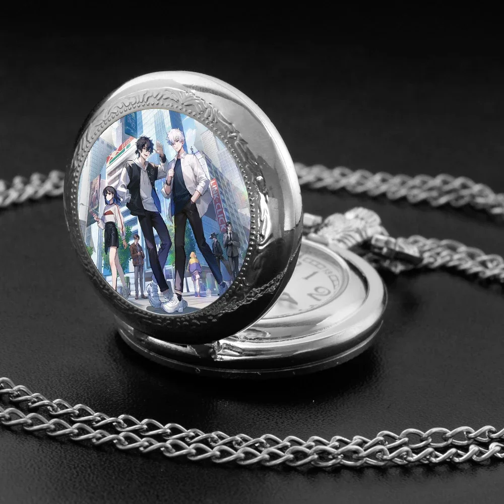 

Hot Anime Link Click Vintage Glass Dome Quartz Pocket Watch Chain Linked Timepiece Pendant Ideal for Men Women Children As Gifts