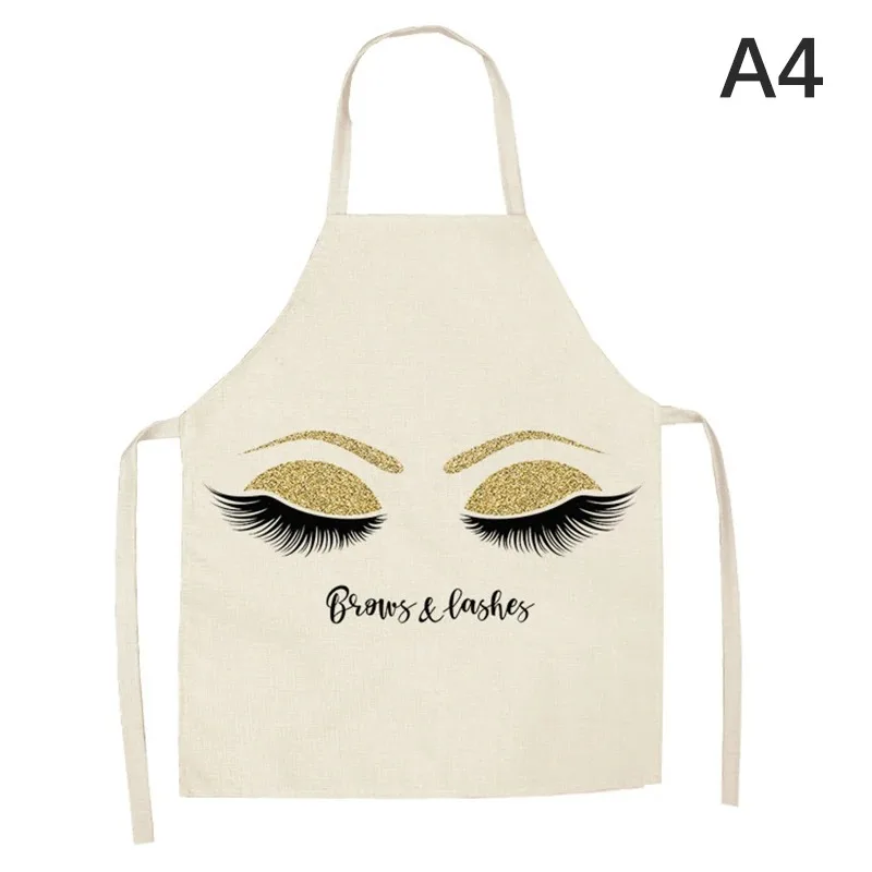 Bronzing Eyelash Pattern Apron Eyelash Extension Cotton Grafted False Cleaning Kitchen Apron Bib Cooking Baking Accessories