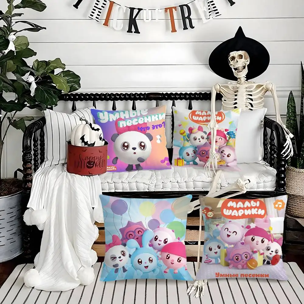 

New Cute Cartoon B-BabyRikiS Pillow Case Soft Plush Fabric Double Sided Print Decorative Home Living Room Gift Cushion Cover
