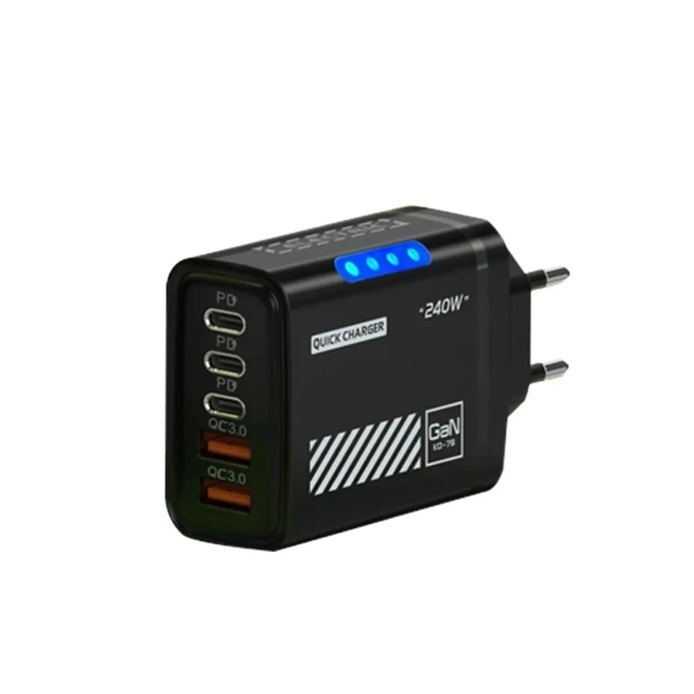 USB A + C 240 واط شاحن التوصيل مع ضوء الاتحاد الأوروبي/الولايات المتحدة مهايئ شاحن الهاتف PD QC3.0 شحن سريع USB C شاحن آيفون // سامسونج