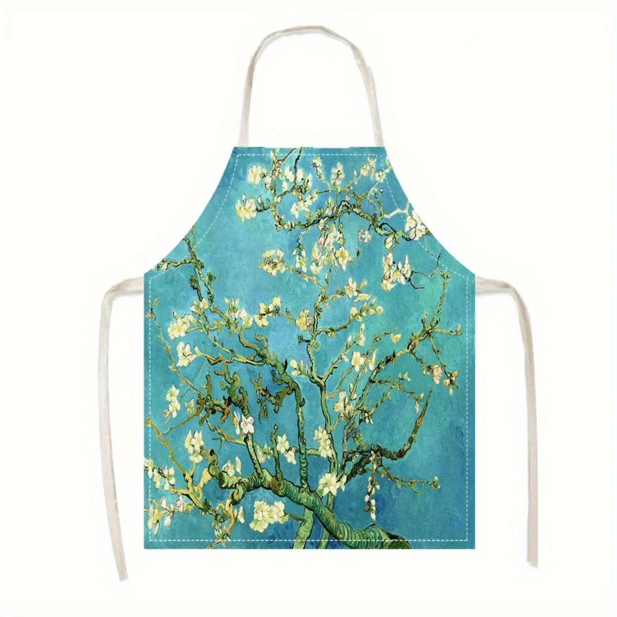 

1pc Van Gogh Almond Blossom Apron Linen Art Painting Kitchen Cooking Baking Gift For Artist Women
