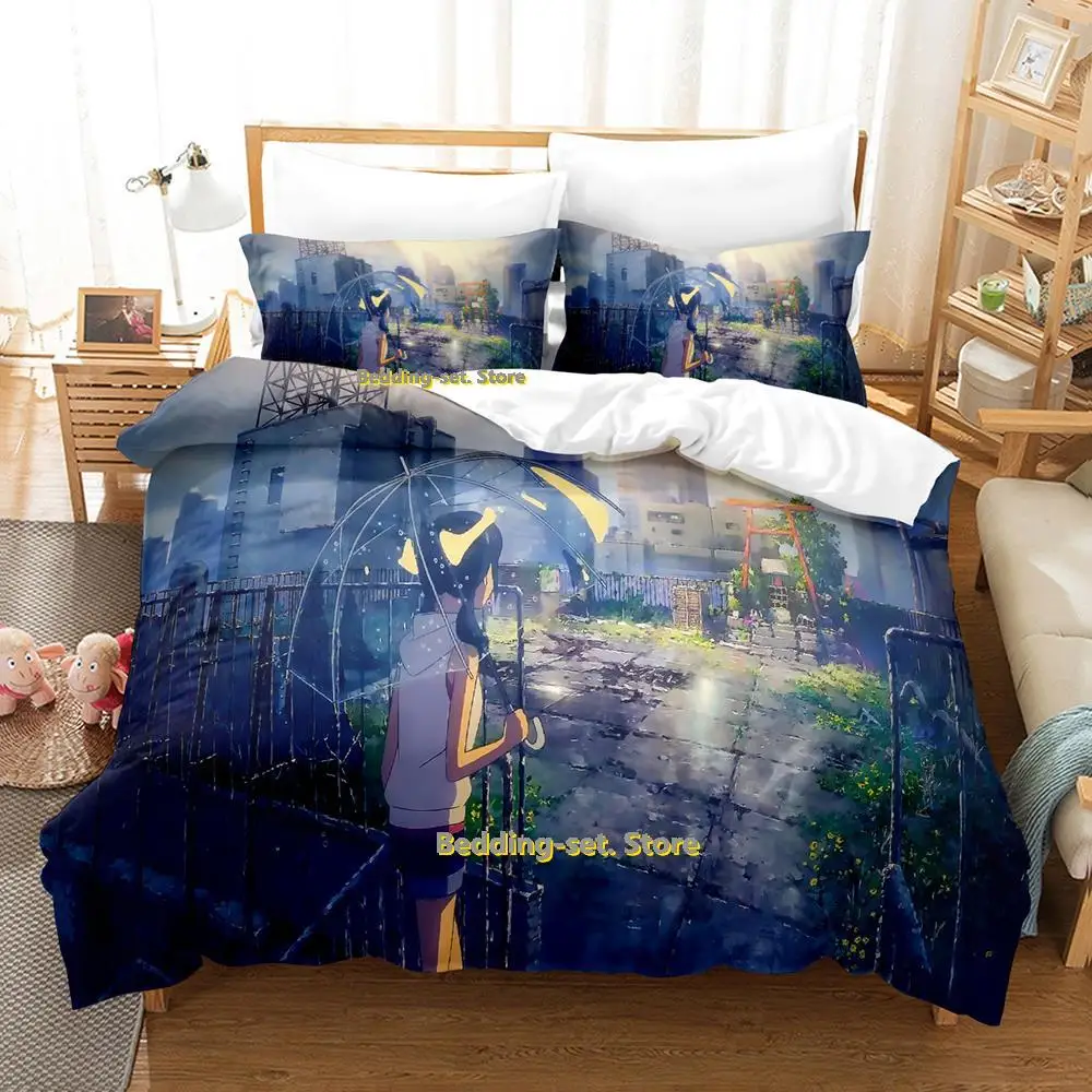 

New Weathering With You Bedding Set Single Twin Full Queen King Size Bed Set Adult Kid Bedroom Duvetcover Sets Anime Bed