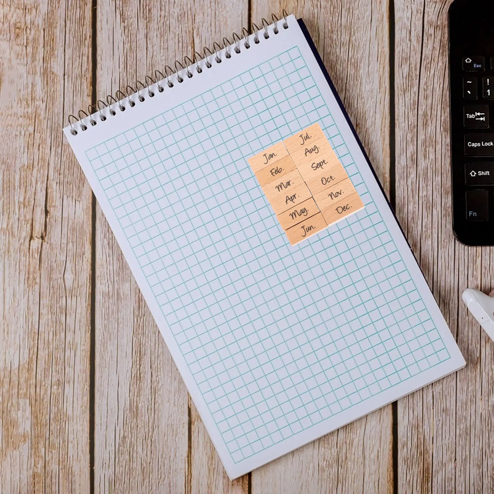 

12Pcs Month Wooden Set Multipurpose DIY Craft Scrapbooking Journal Planner Supplies Wood