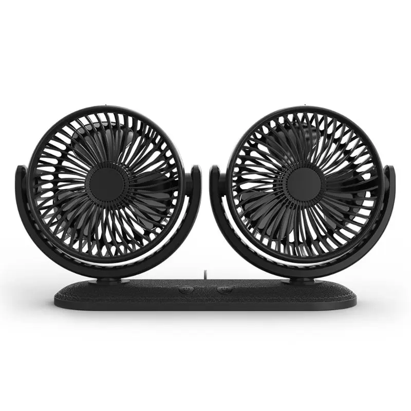 USB 5V Car Fan 360° Rotatable Dual Head Car Fan Adjustable 3 Speeds Dashboard Desk Fan for Truck SUV Boat Home