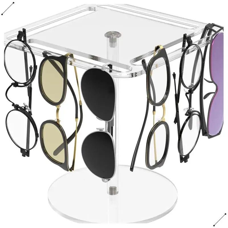 Acrylic Sunglasses Holder Stand 360 Degree Rotating Eyeglasses Display Rack Eyewear Organizer