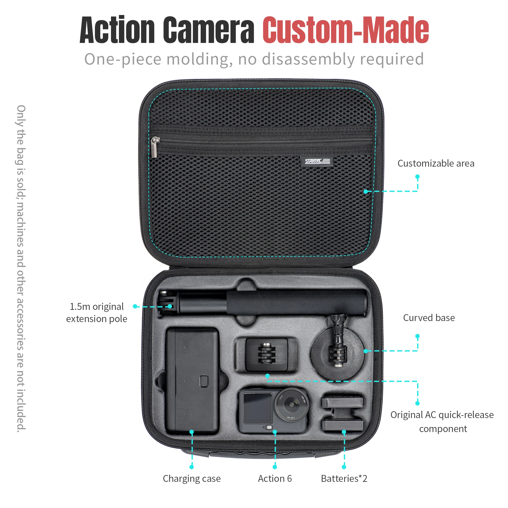 STARTRC Shoulder Bag Case for DJI Osmo Action 6 Waterproof PU Case Large Space Storage For DJI Action 6 Camera Accessories - view 6
