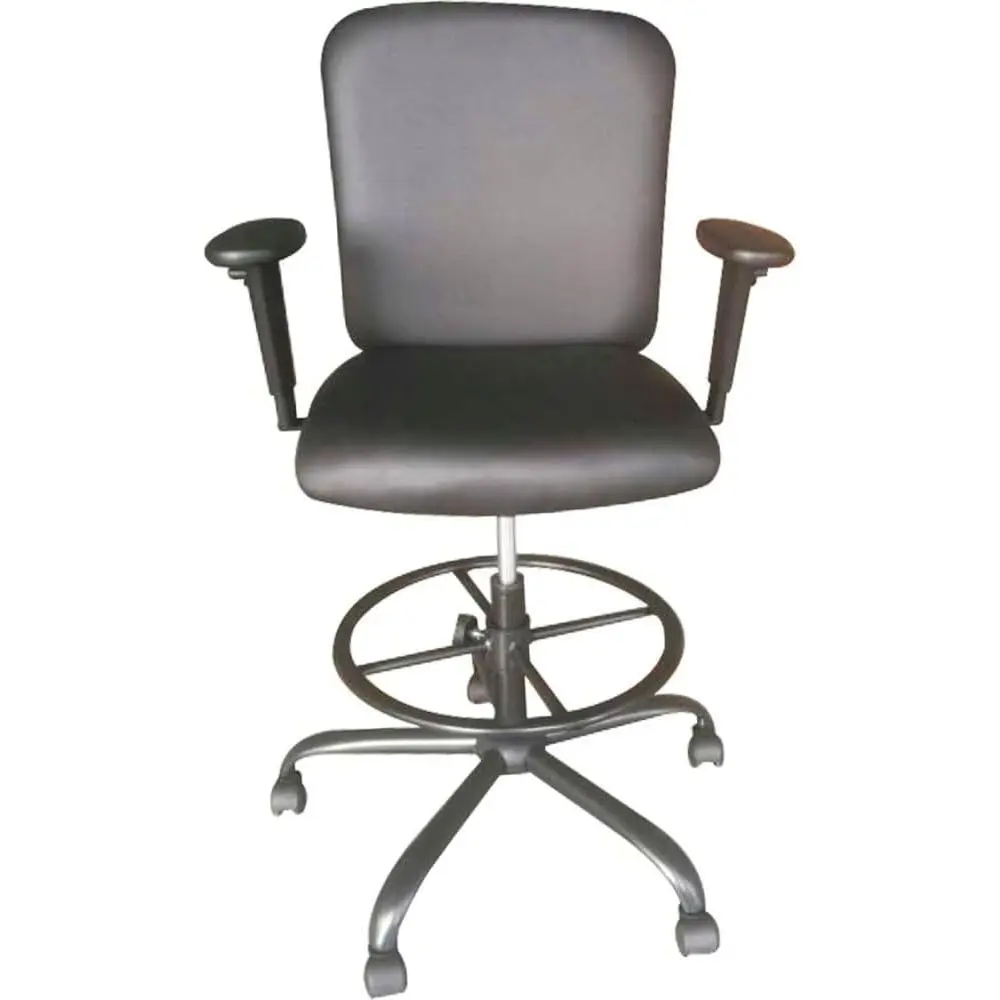 

Big & Tall Ergonomic PU Leather Drafting Stool, Black