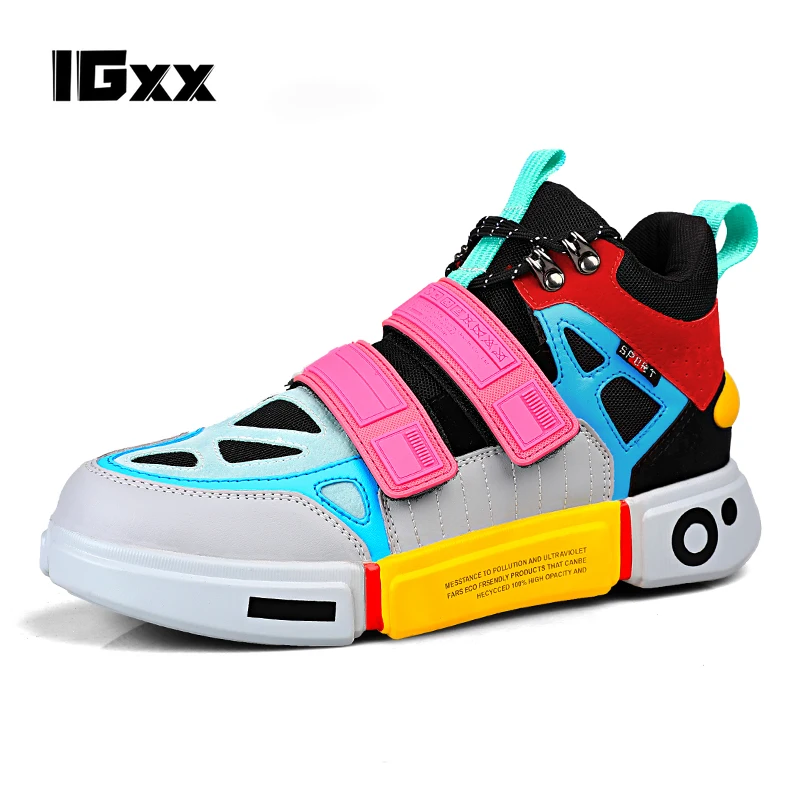 

IGxx Men/Women Couple all-match punk casual shoes Fashion high boot new casual for men hot sale couple shoes Stretch Fabric