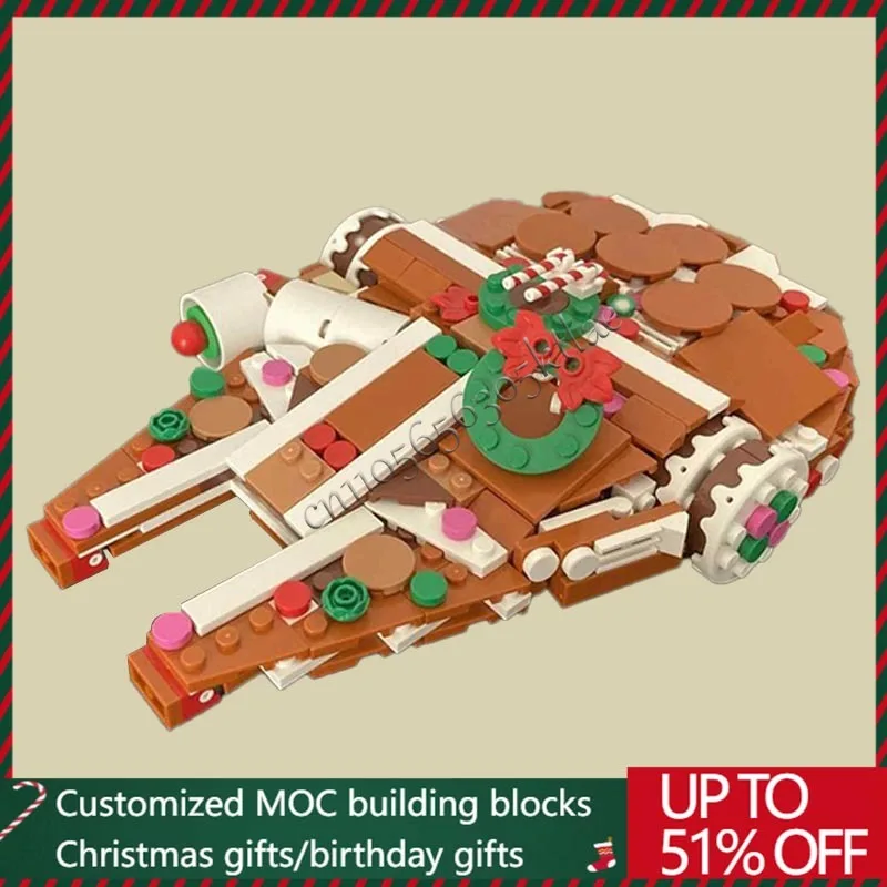 

476Pcs Gingerbread AT-ST Millennium Falcon Snowspeeder Rebel Fighter Model Building Blocks Diy Assembly Toys Kids Christmas Gift