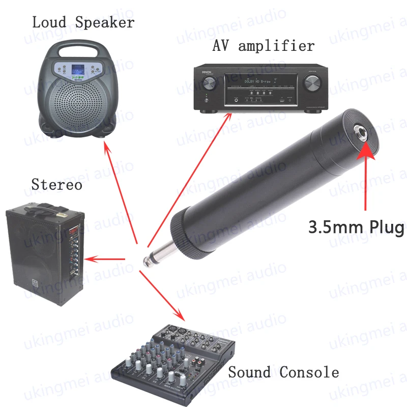 3.5mm Electret and Condenser Wired Lavalier  Headset Microphone Adapter Connector Power Supply 6.5mm Jack to Connect Amplifiers