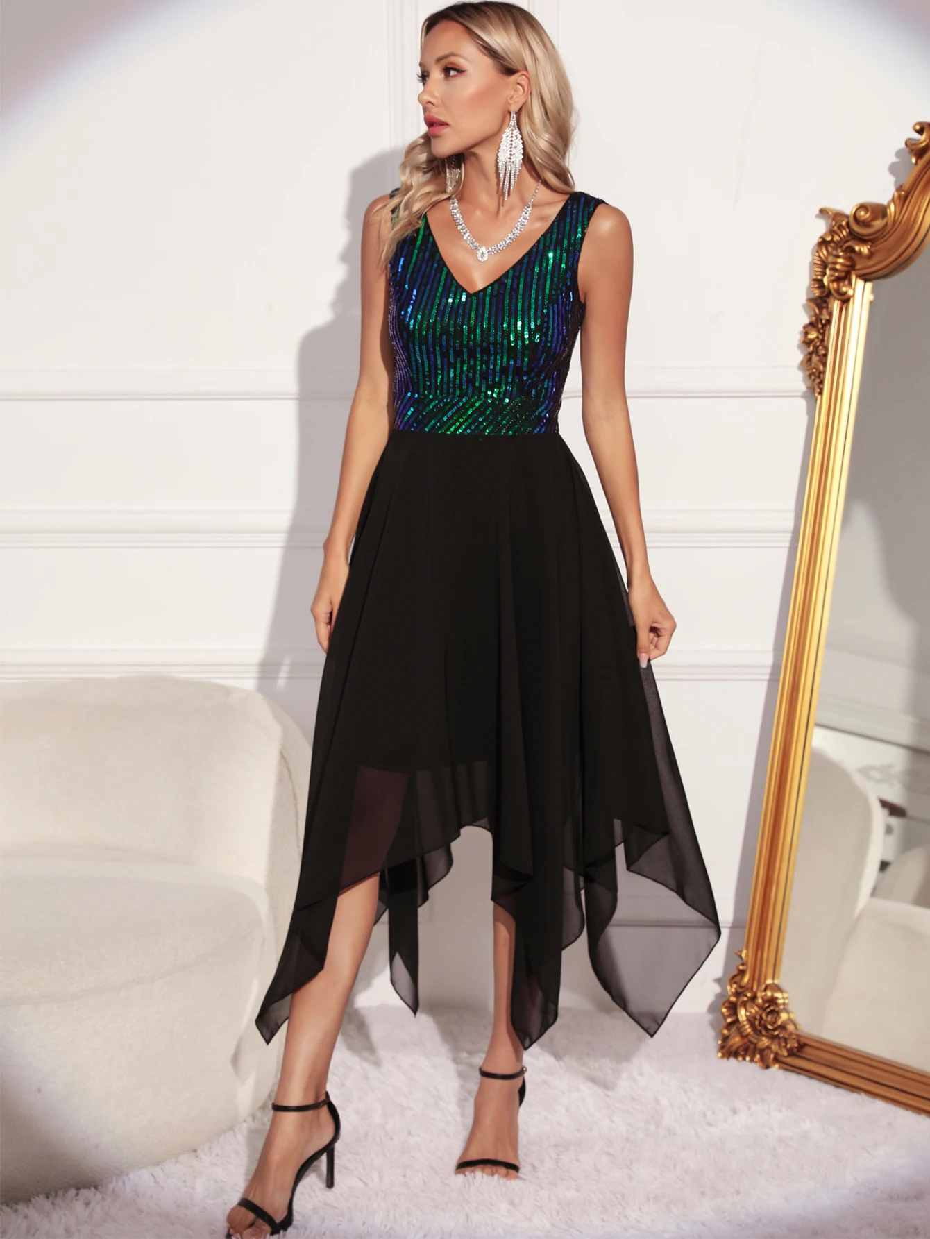 Sexy vintage chiffon sequin summer dress women elegant prom party long dresses woman backless birthday evening dress vestidos