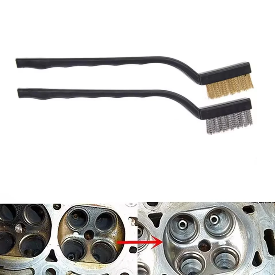 

6/12 Pcs Industrial Mini Wire Brushes, Stainless Steel & Copper Bristles for Hard Dirt Cleaning, Heavy Duty Cleaning Tools