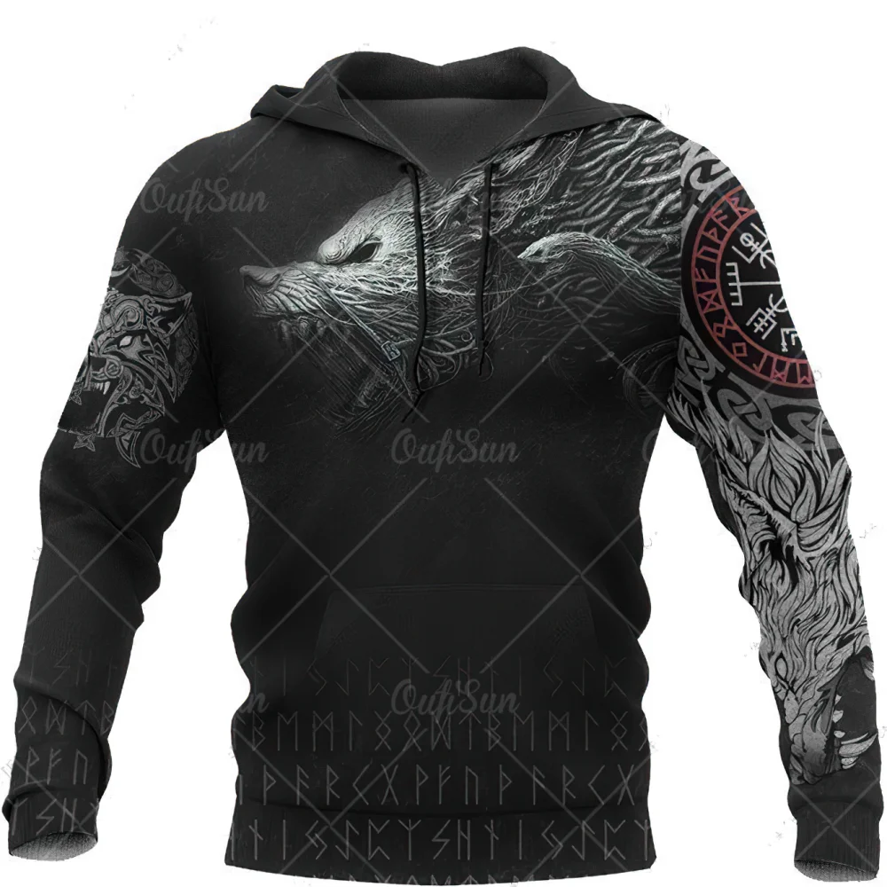 2023 New Hooded Sweatshirt Men\'s Hoodie 3D Printed Pullover Oversized Mens Clothing Tops Male Spring Fall Loose Vintage Clothes