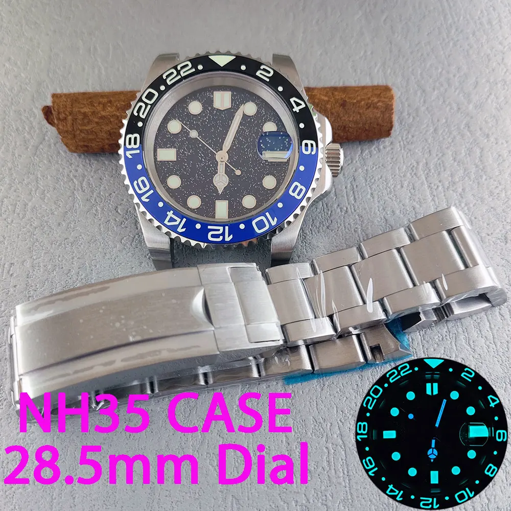 All Night NH35 Watch NH35 Case 40mm Starry Sky Sparkling dial Blue Green Light Stainless Steel Blue Band Sapphire Glass