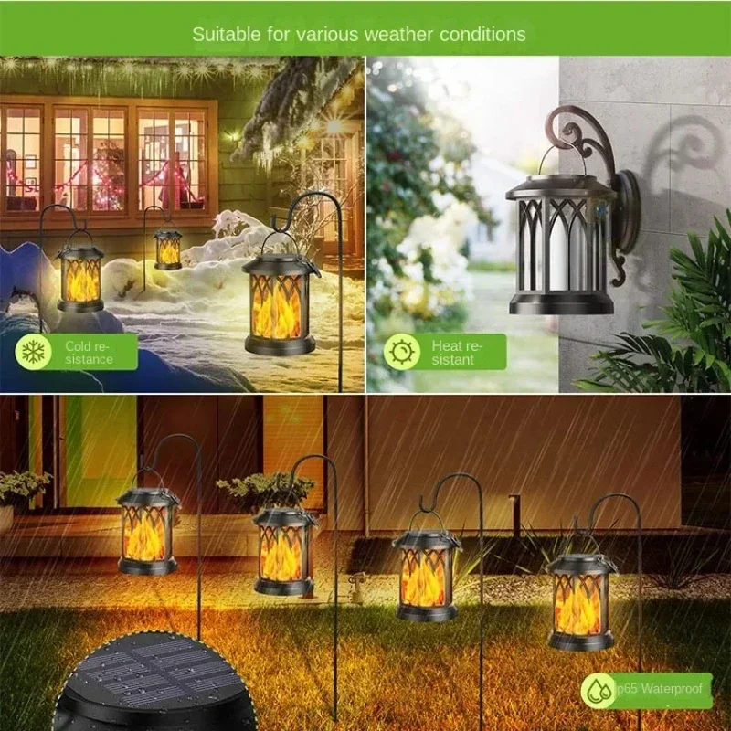 Outdoor Wall Lamp Garden Landscape Light Garden Decoration LED Solar Creative Simulation Flame Lamp with Clip IP65 Waterproof