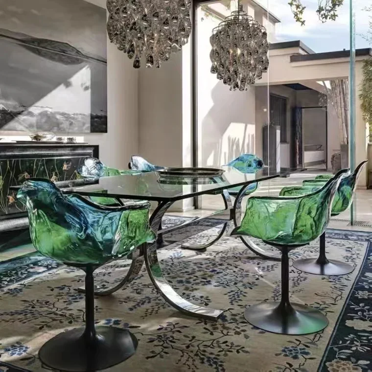 Transparent Resin Flower Chair Cafe Internet celebrity Home Rotatable High Bar Chair Bar Stool