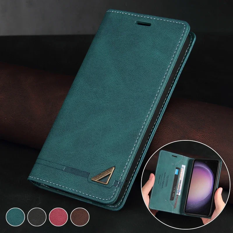 

Wallet With Card Slot RFID Blocking Kickstand Magnetic Flip Case For Samsung Galaxy S24 Ultra S23 S22 S21 S20 FE S10 S9 S8 Cover