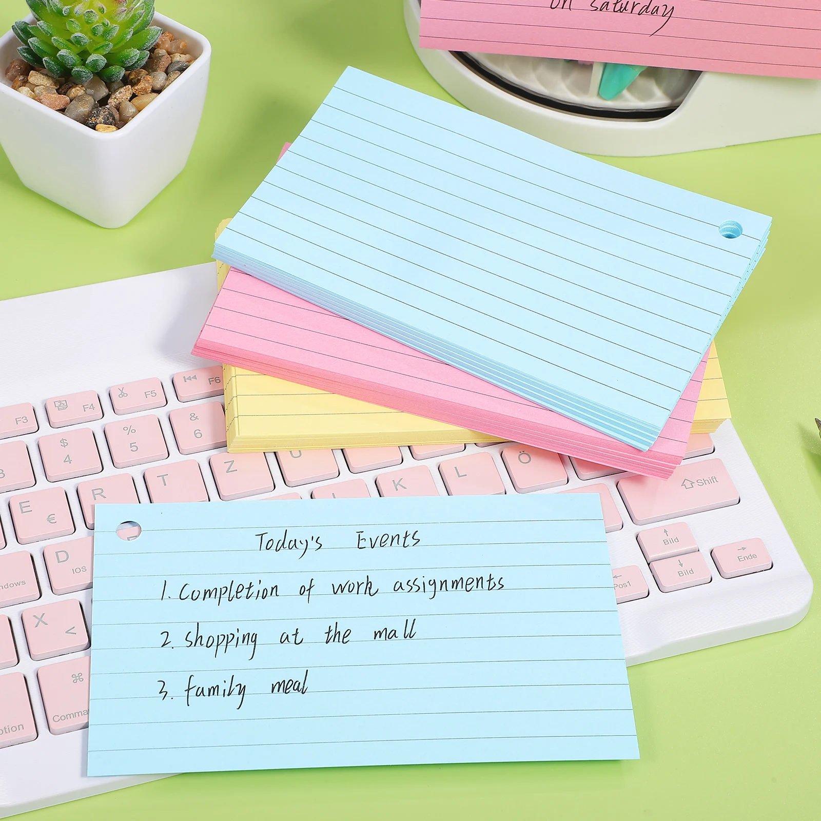 

150 Pcs Flashcards Ruled Notecards Colored Rings Binder Cover Pink Yellow Double Sided Study