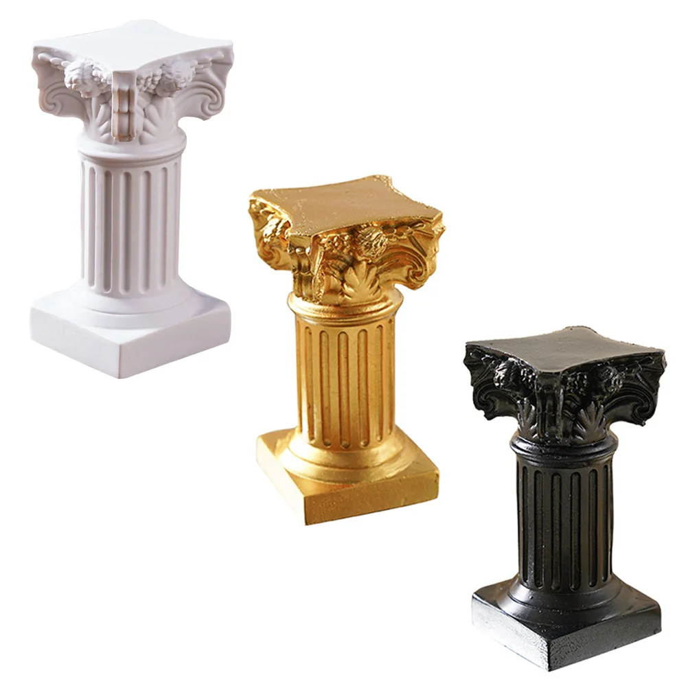 

3 Pcs Roman Column Decoration Candleholders for Home Unique Candlestick Supplies Dining Table Micro-landscape Decors Resin