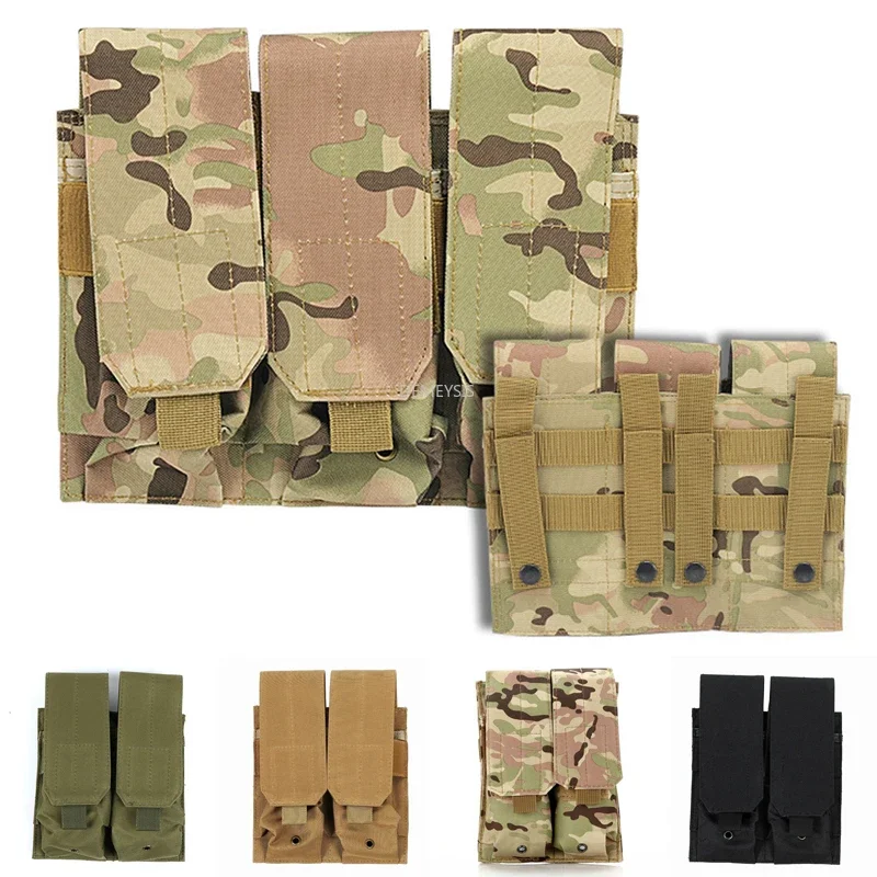 

Tactical MOLLE Triple Magazine Pouches Double Triple Shooting Hunting Mag Pouch Wargame Paintball Mag Bag for M4 AR15 Ak47