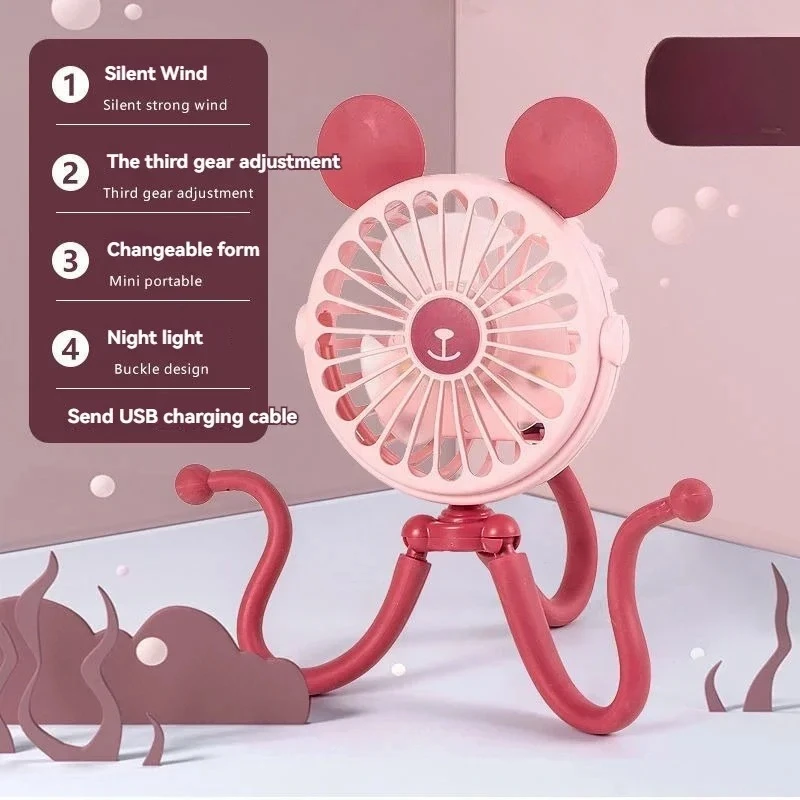 

New Stroller Fan Portable Desk Handheld Baby Bed Car Seat Fan Personal USB Rechargeable Quiet Fan Mini Stroller Accessories
