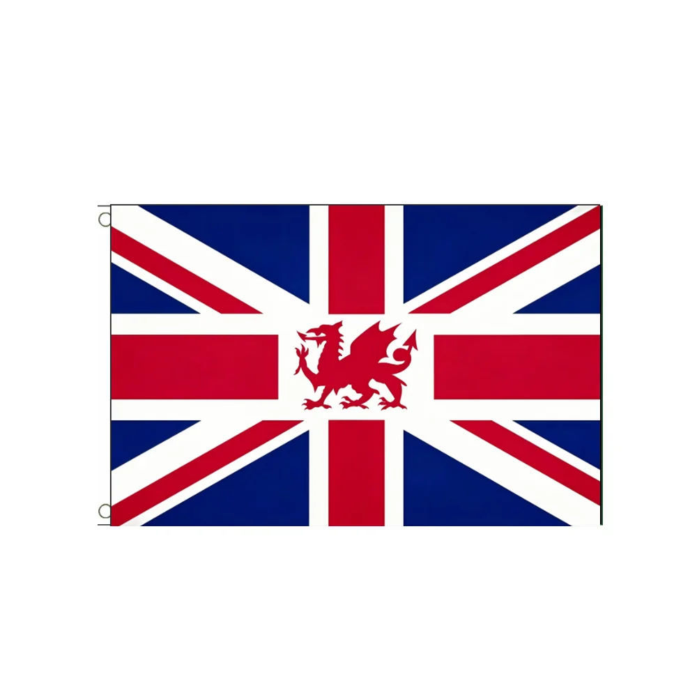 

Union Jack with Welsh Red Dragon Flag 2x3ft 3x5ft Polyester for Garden Parade Festival Party Decor