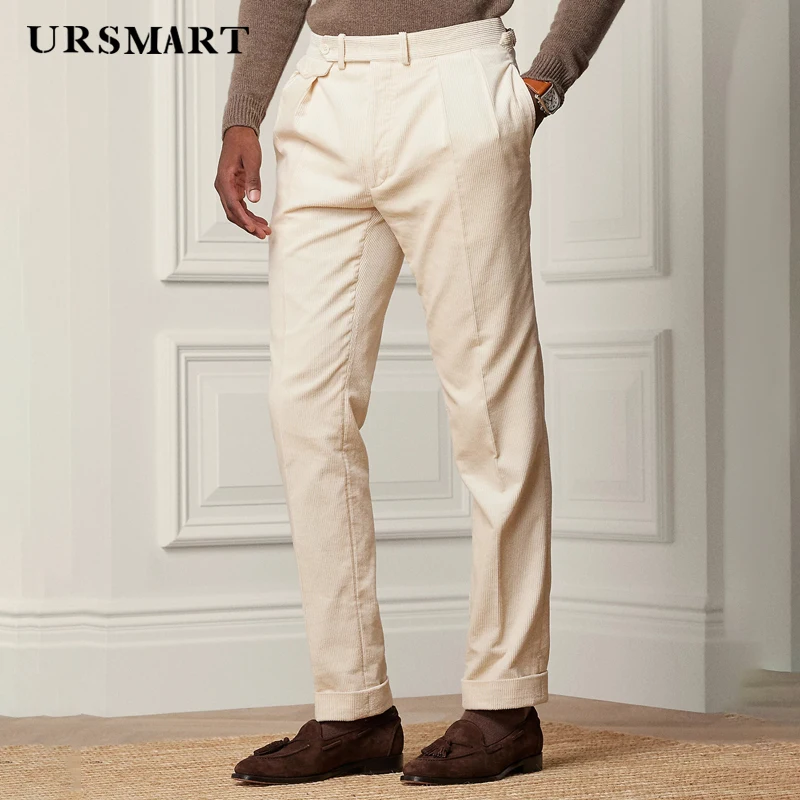 Classic Casual Men's Pants British Fashion Elegant Style 2024 Spring and Autumn New Product White Customized Pants for Men