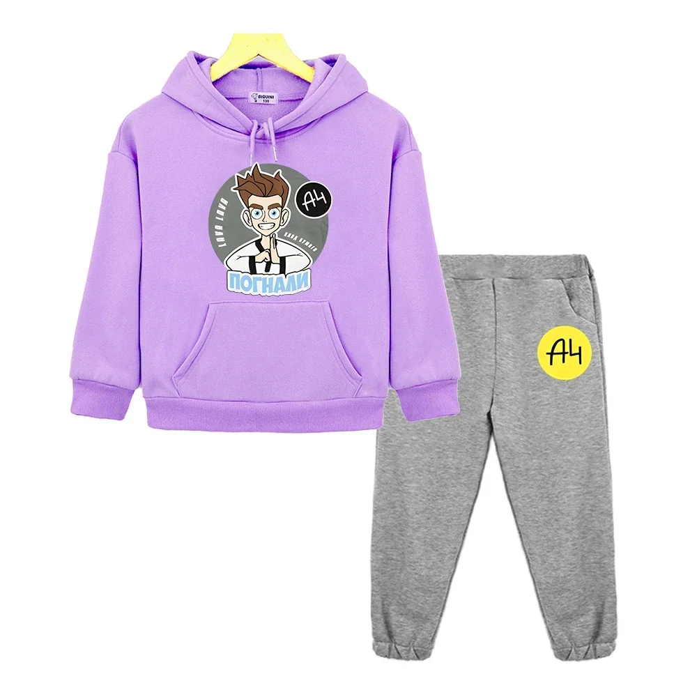 

Влад А4 Бумага anime hoodie 2pcs pullover+pant Merch A4 Lamb boy girl Hooded Sets Fleece sweatshirt Jacket kids boutique clothes
