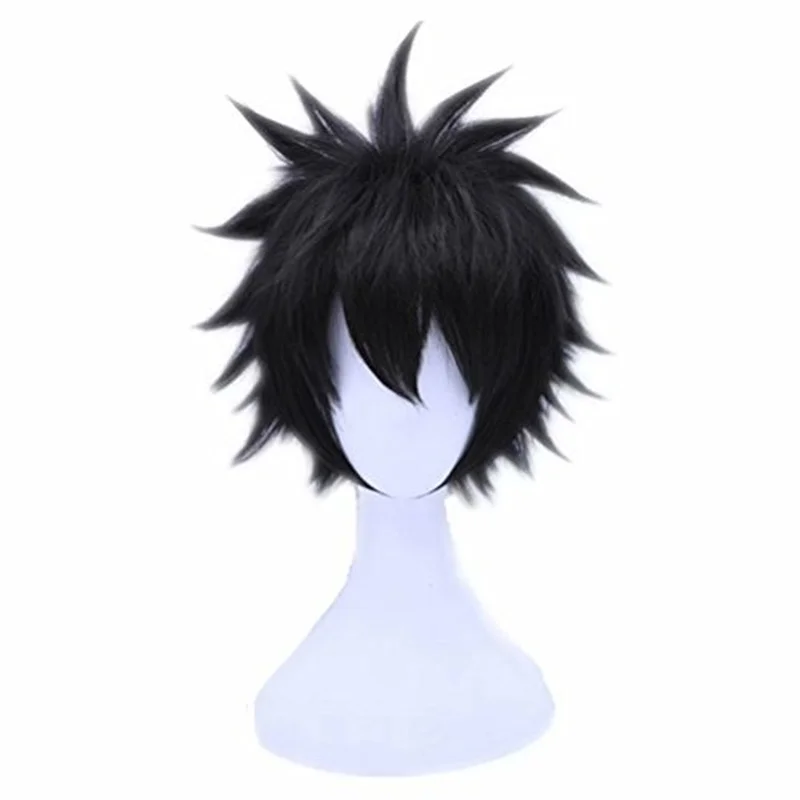 For Cosplay Short Black Boy Male Halloween  Expo Costume Wig