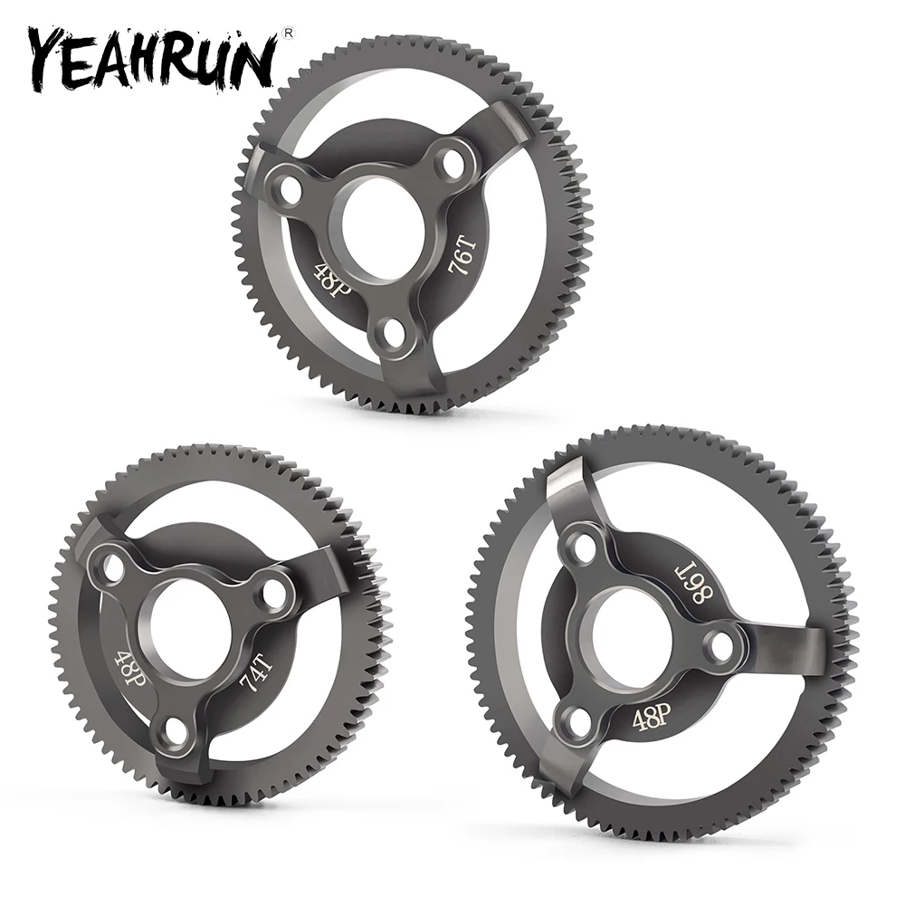 YEAHRUN Aluminum Alloy 48P 74T/76T/83T/86T/90T Spur Gear & Pinions Gear Sets for Rustler Slash 2wd 1/10 RC Car Model Parts