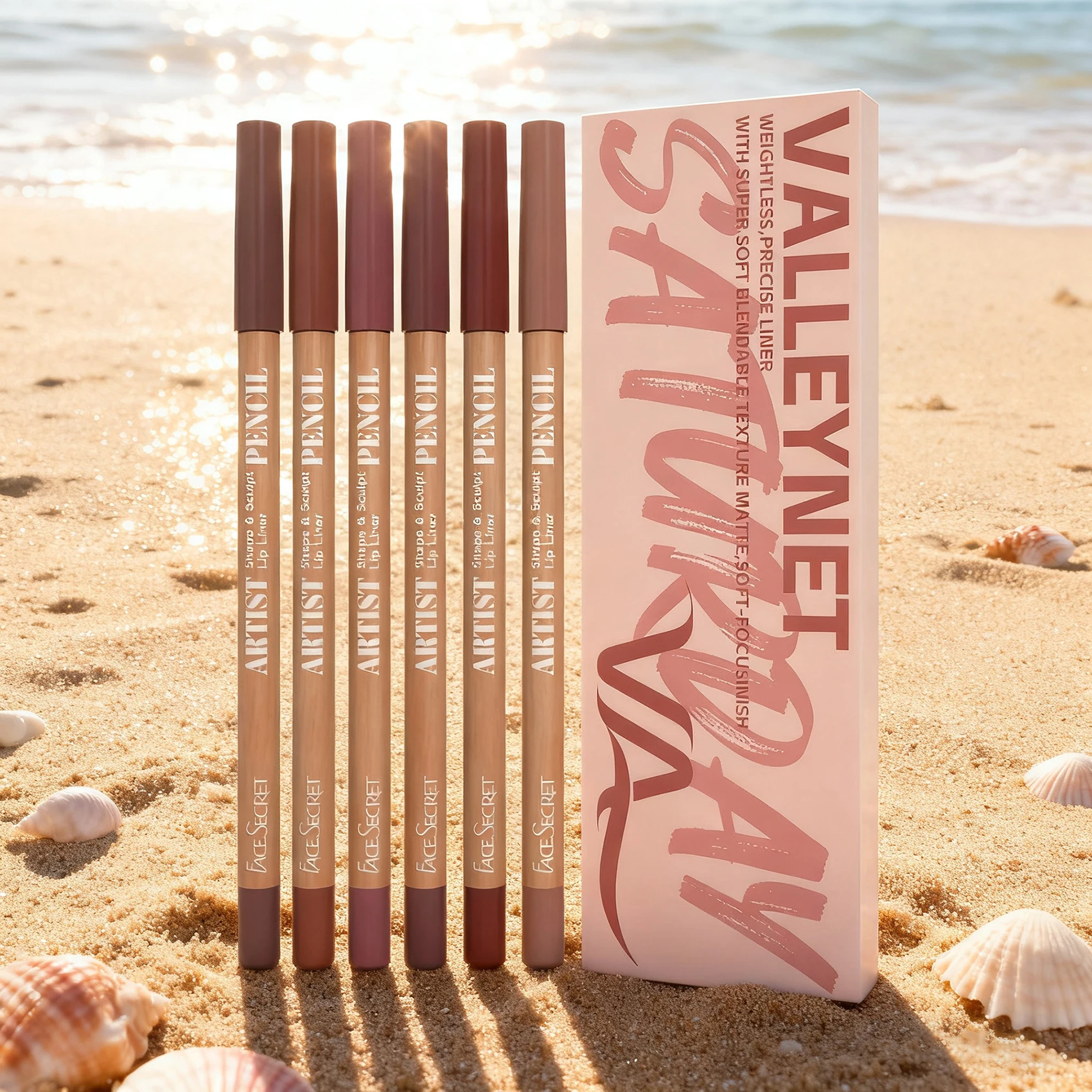 Set di 6 matite per labbra in legno ultra fine da 6 pezzi/set - Vellutate, setose, impermeabili, opache, a lunga durata, 18 colori naturali per labbra.