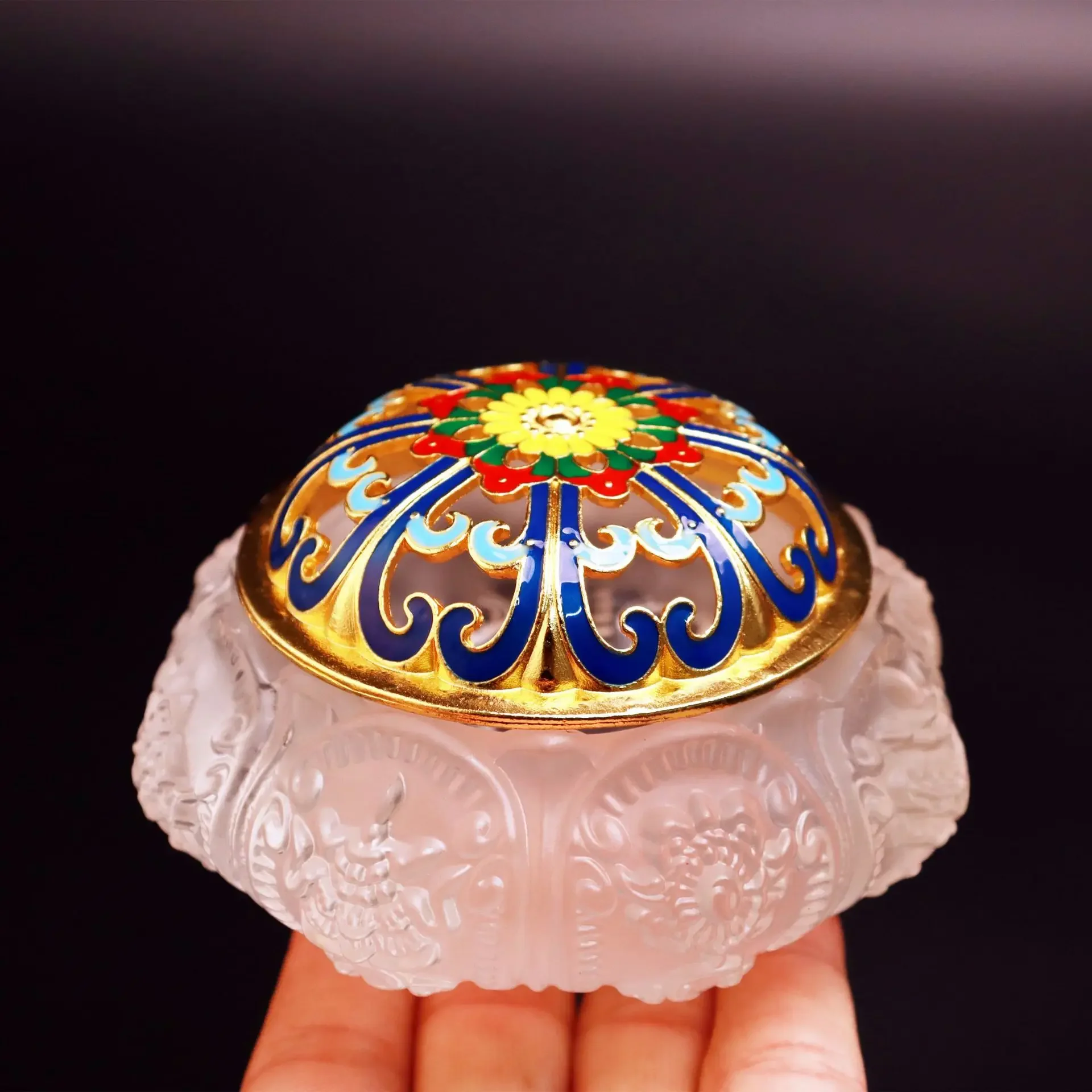 Liuli Glass Incense Burner Tea Room Creative Sandalwood Censer Eight  Pattern Incense Stick Holder Aroma Decor Craft
