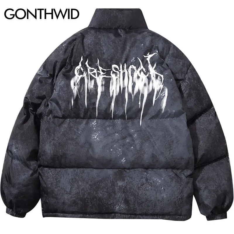 

GONTHWID граффити чернила Tie Dye принт хлопковая стеганая парка-пуховик куртки уличная одежда хип-хоп зимние повседневные парки в стиле панк-рок хипстер