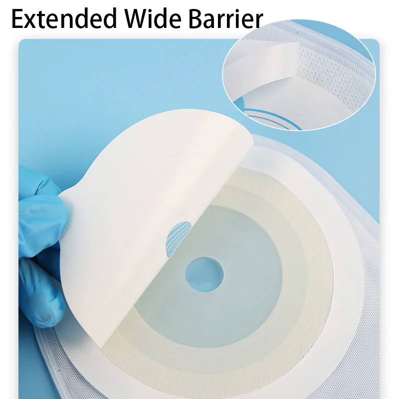 Wide Extended Barrier Medicals Drainable Pouches,Waterproof Urostomy Stoma Bags 1 Piece System Cut-to-Fit（Max Cut 45mm）10PCS