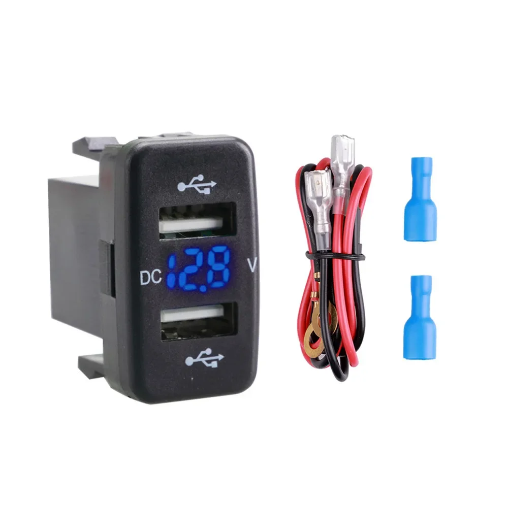 12-24V Car Charger Dual USB Ports Fast Charger Socket Apdater Car Quickly Charging with Voltmeter LED Display for Toyota