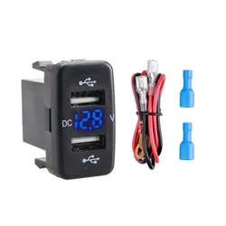12-24V Car Charger Dual USB Ports Fast Charger Socket Apdater Car Quickly Charging with Voltmeter LED Display for Toyota