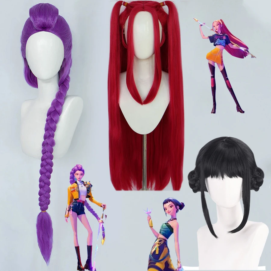 Kpop Demon Hunters Anime Cosplay Wig Rumi Mira Zoey Cosplay Hairs Girls Group Women Wigs Heat Resistan Wig Halloween + Wig Cap