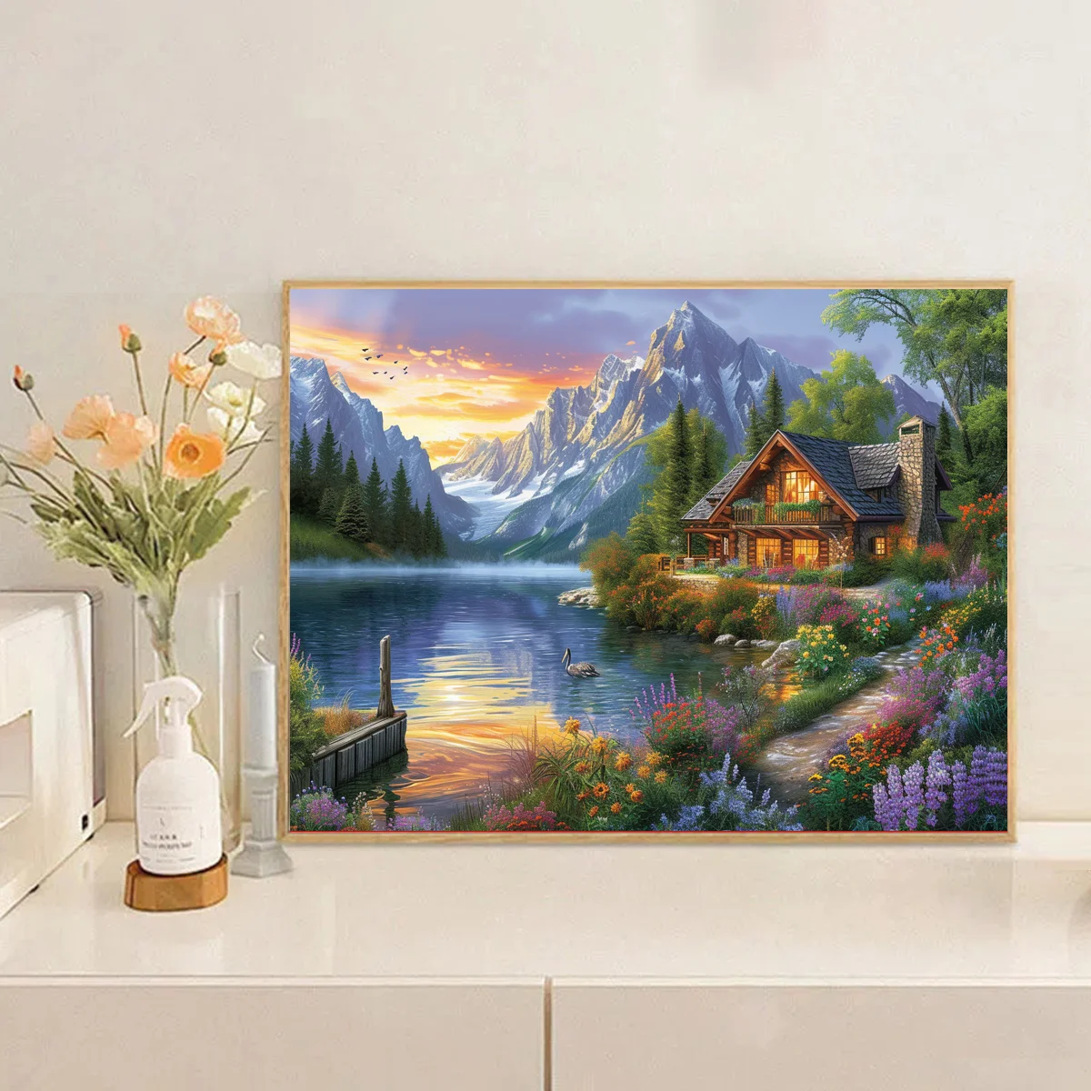 ThreadLux Counted Cross Stitch Kit 30x40cm/11.8x15.7in Easy-to-Follow Holiday Gift Family Decorative Cross-Stitching Set