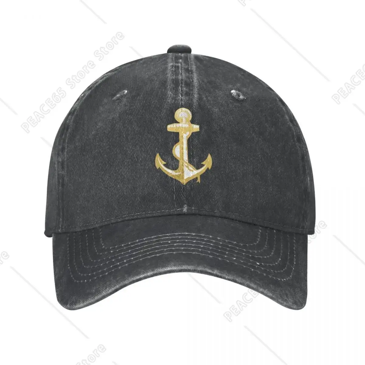 Gold Anchor Denim Baseball Cap Ocean Outdoor Sport Trucker Hat Cotton Casual Men Women Stylish Casual Baseball Caps