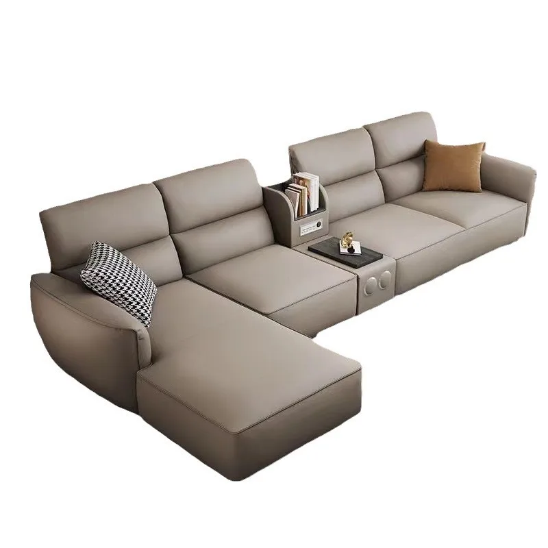 Designer's new leather sofa, the first layer of cowhide, modern simple size, living room left and right concubines